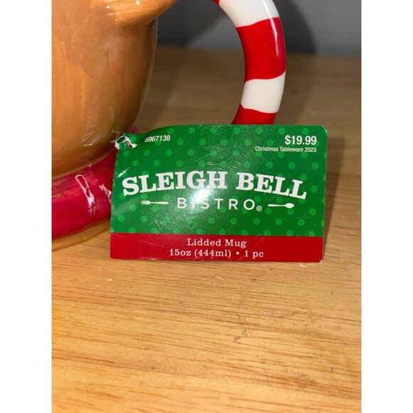 Reindeer Christmas Ceramic Lid Mug With Whipped Cream & Candy Cane15 Oz Topper - Picture 7 of 8